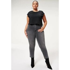 NWT Good American Good Classic Skinnyish Fit Raw Hem Hi Rise Jeans Size 14
